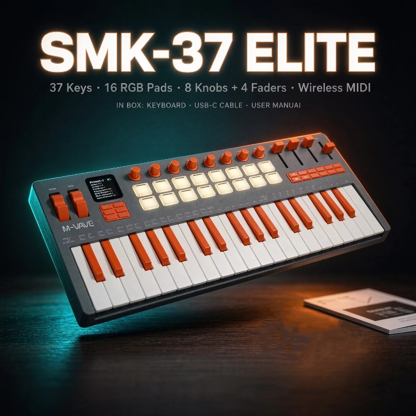 Midi Controller Pad - M-VAVE SMK-37 엘리트 무선 MIDI 키보드