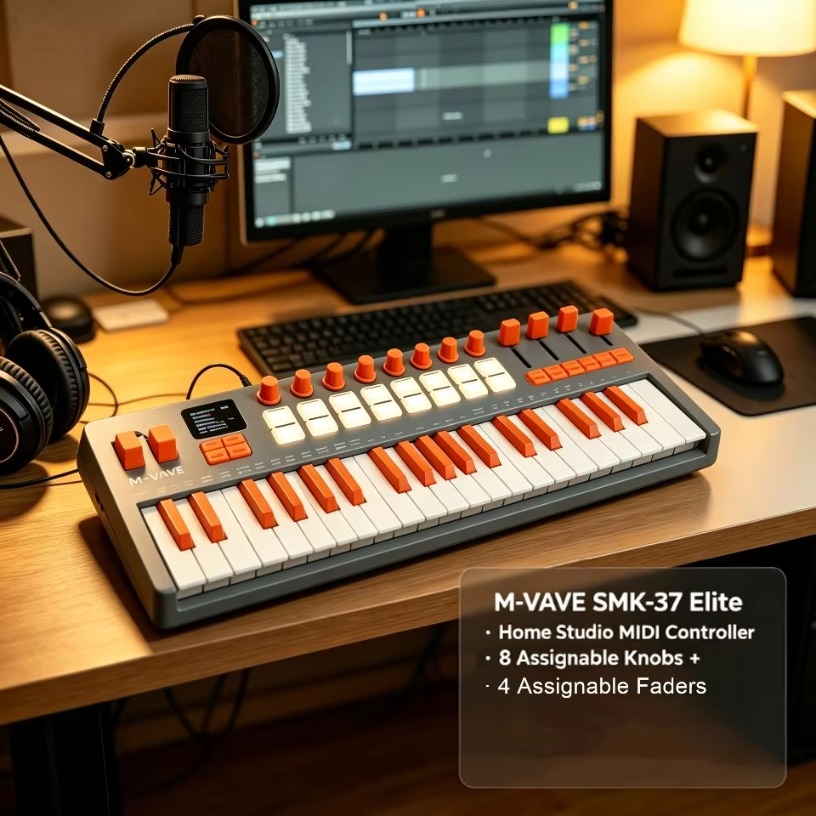 M-VAVE SMK-37 엘리트 무선 MIDI 키보드  - Midi Controller Pad 리뷰 및 가격