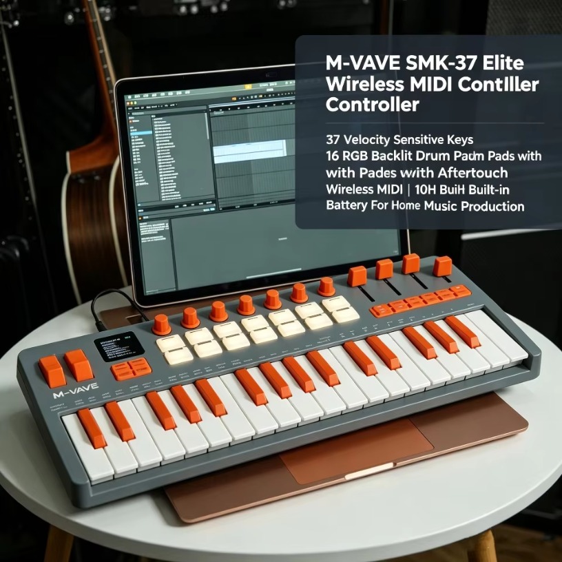 M-VAVE SMK-37 엘리트 무선 MIDI 키보드  - Midi Controller Pad 리뷰 및 가격